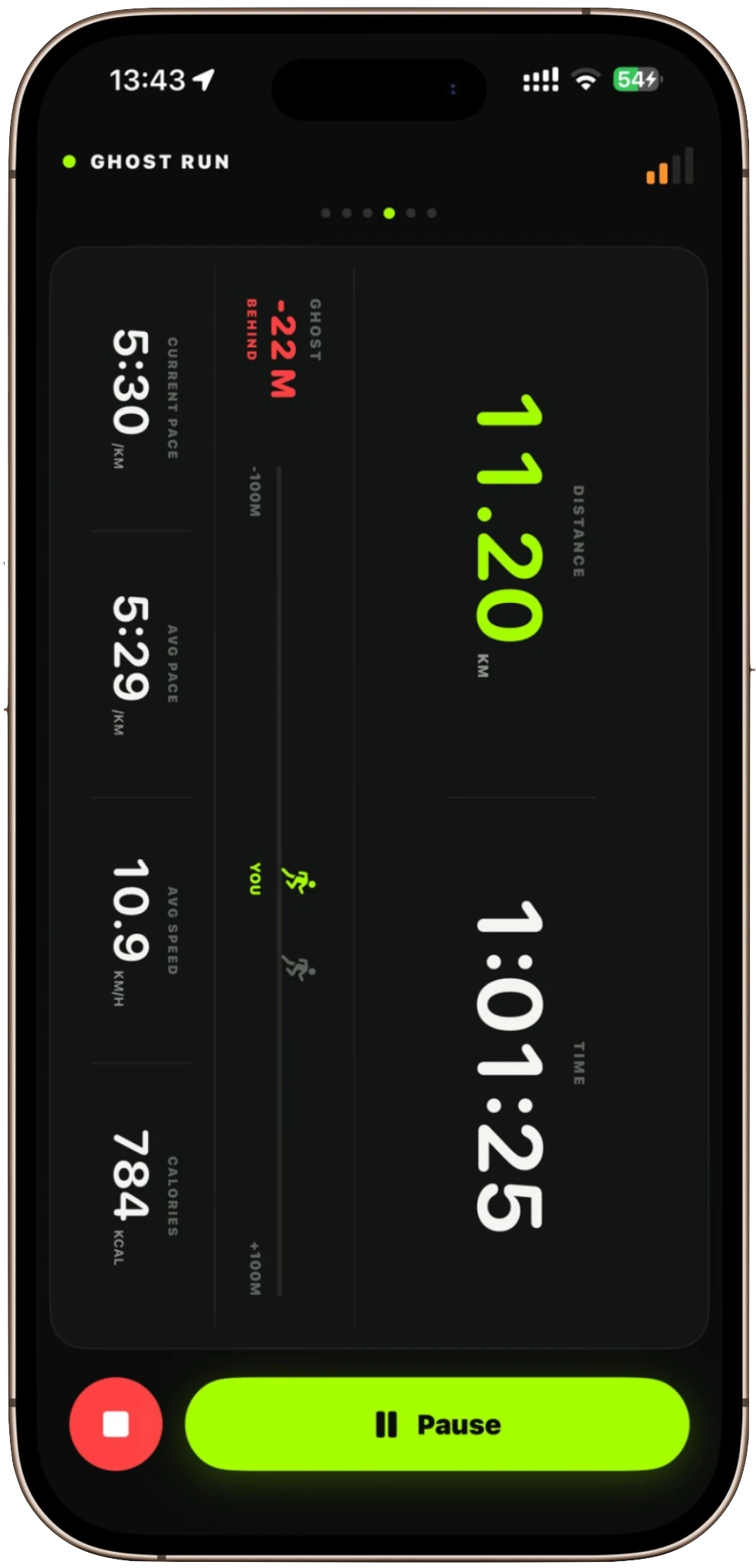 Ghost Run live session in dark mode