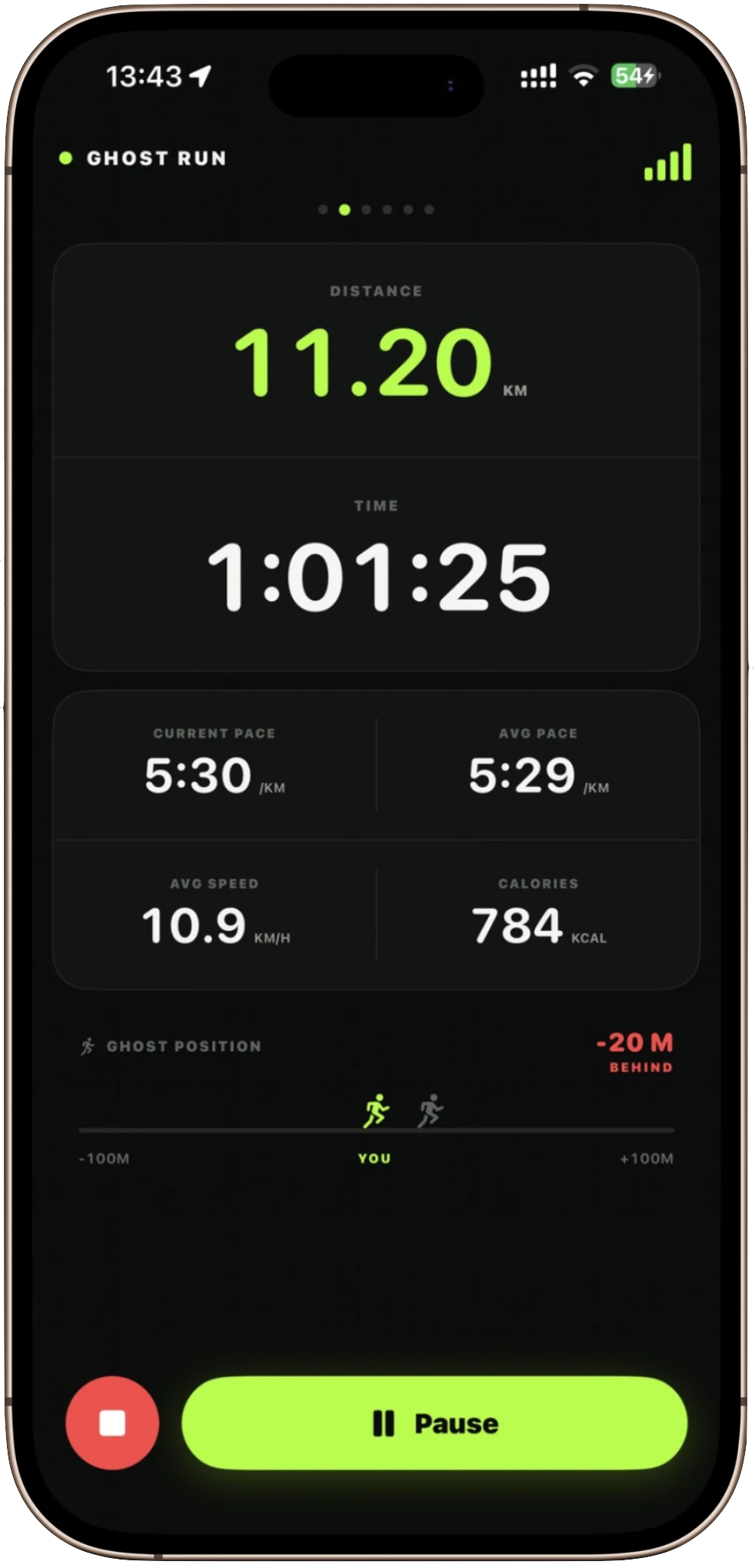 Run Together live session in dark mode