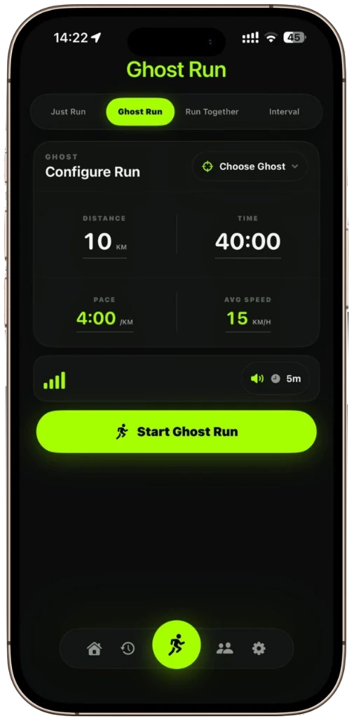 Ghost Run in dark mode
