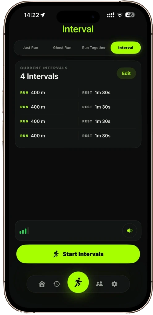 Interval Run in dark mode