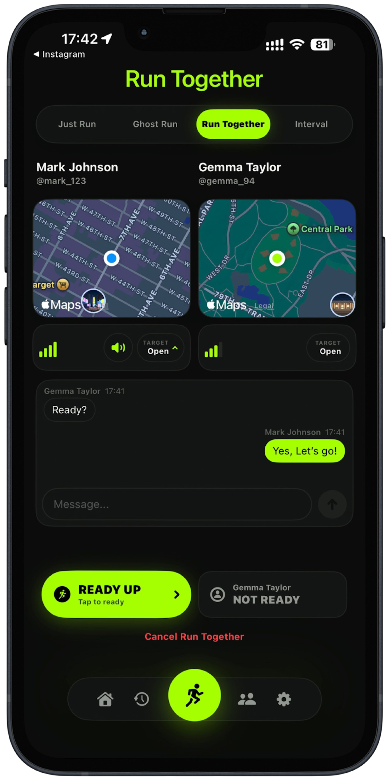 Run Together in dark mode